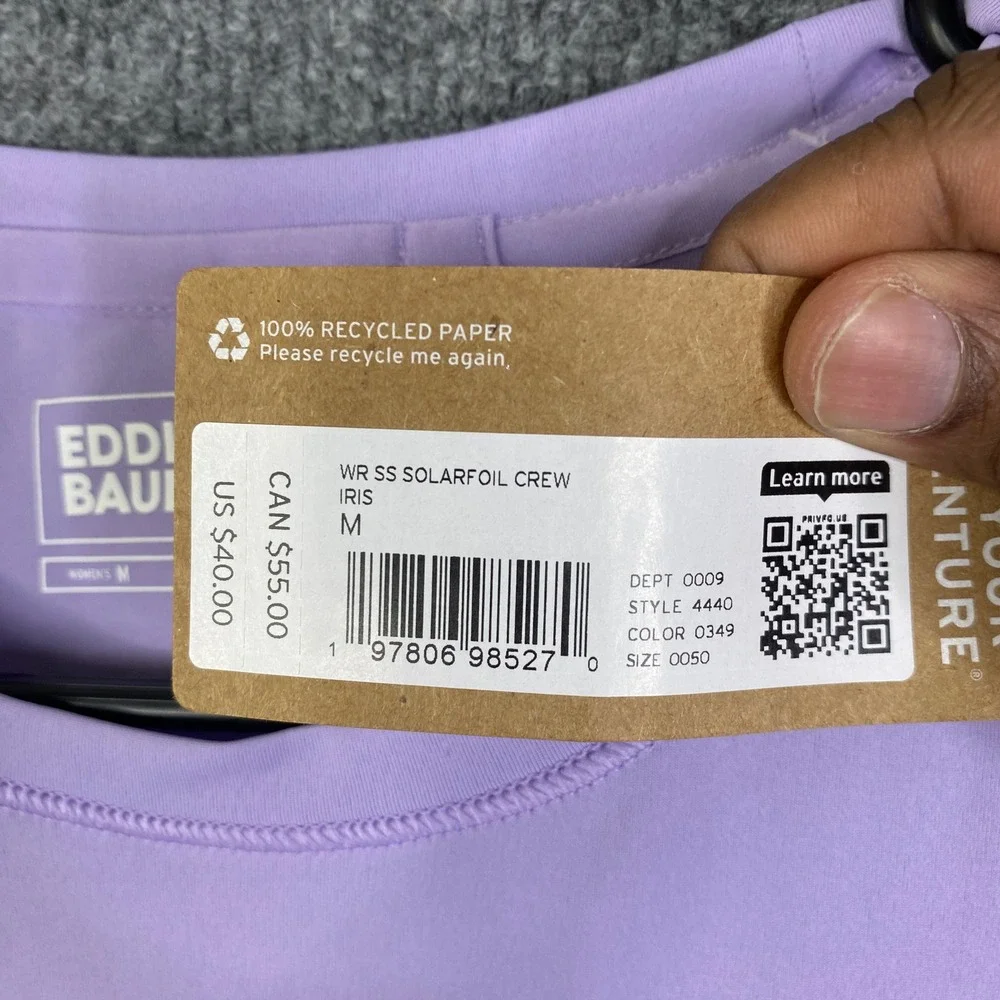 Eddie Bauer Womens Solarfoil Crew T-Shirt Iris Purple UPF 50+ Size M 4440 - Picture 5 of 8